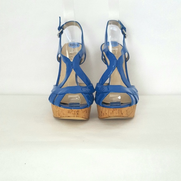 Guess | Shoes | Guess Blue Cork Platform Aleena Sandal Size Us 65 ...